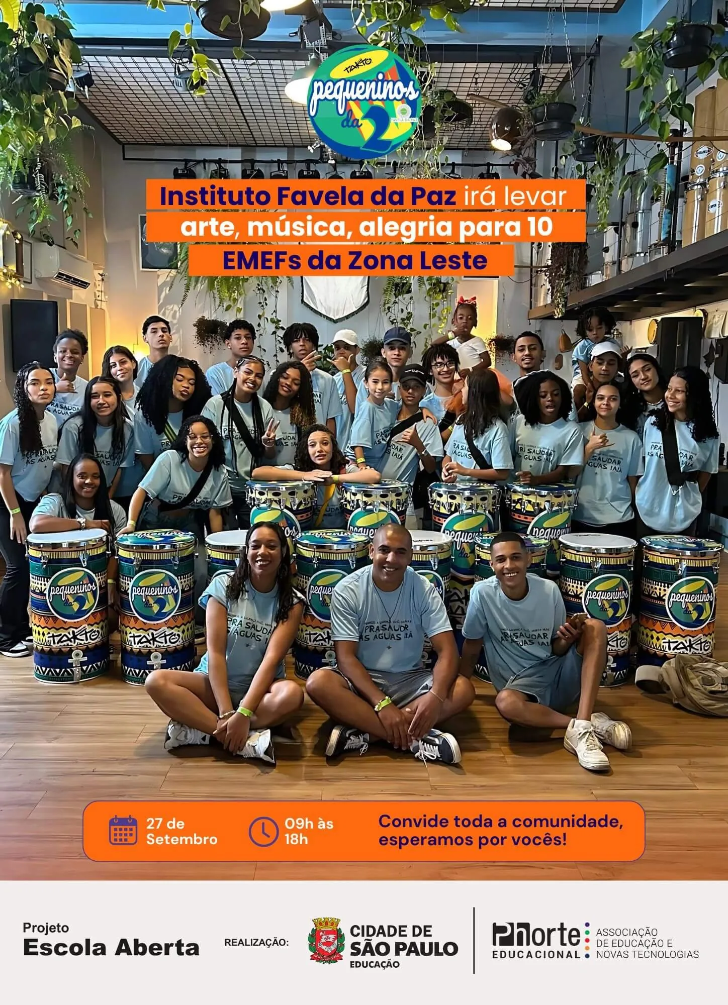 Cultura e Inclusão: "Pequeninos da 2" leva percussão e alegria às escolas da zona leste