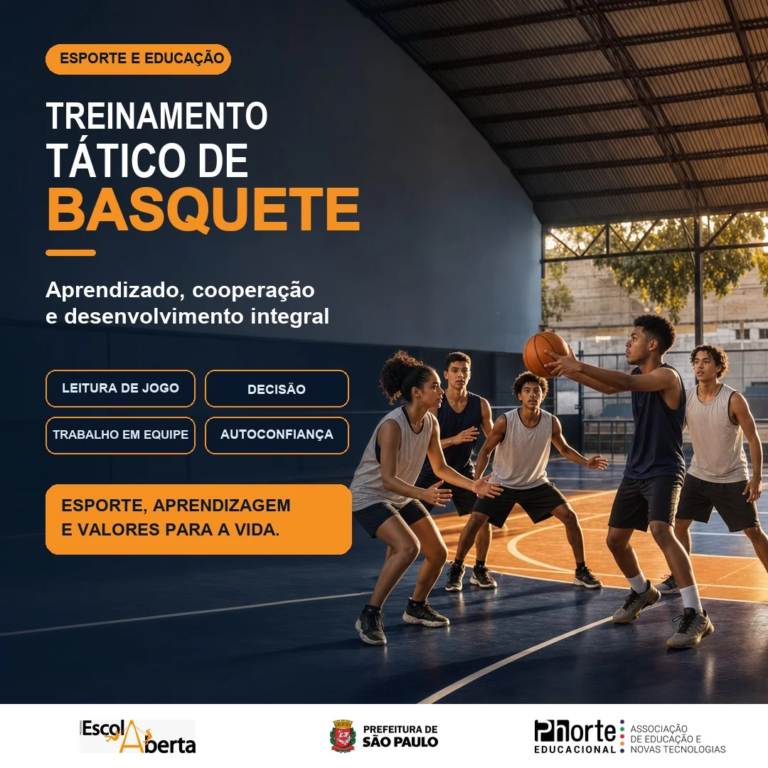 Treinamento tático de basquete promove aprendizado, cooperação e desenvolvimento integral